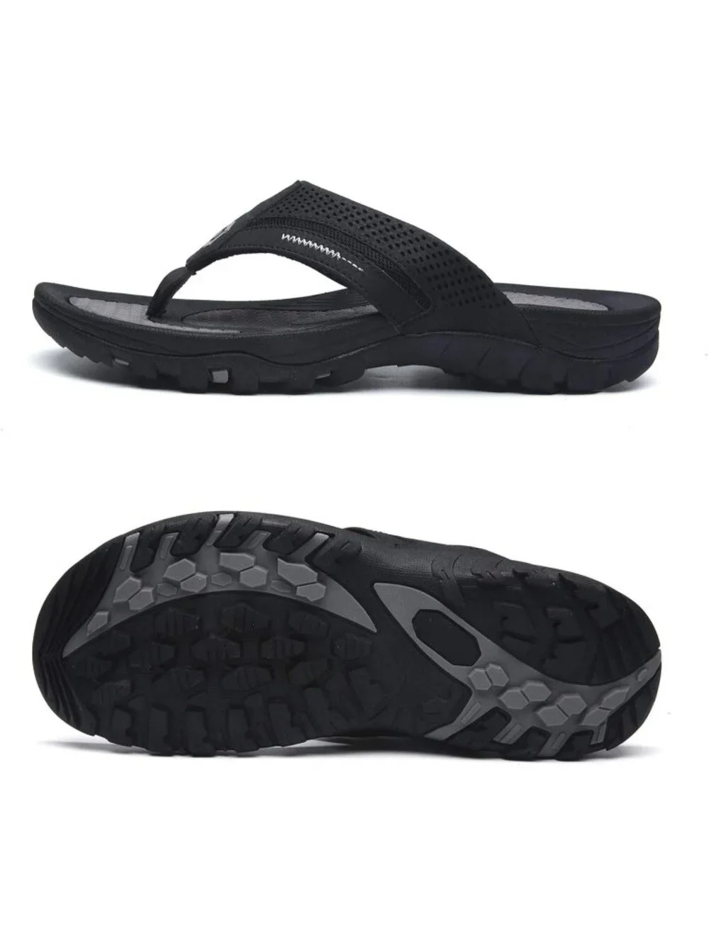 Men's All Black Flip-flops Thongs Sandals Durable Comfort Slippers For Casual